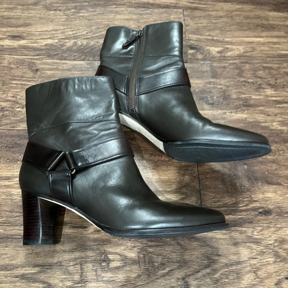 COLE HAAN Dark Brown Leather Ankle Boots‎ Sz. 9AA